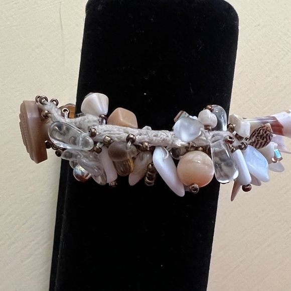 Shells & Beads 6 in Bracelet Handmade Button & Loop Closure Cotton - Picture 11 of 12